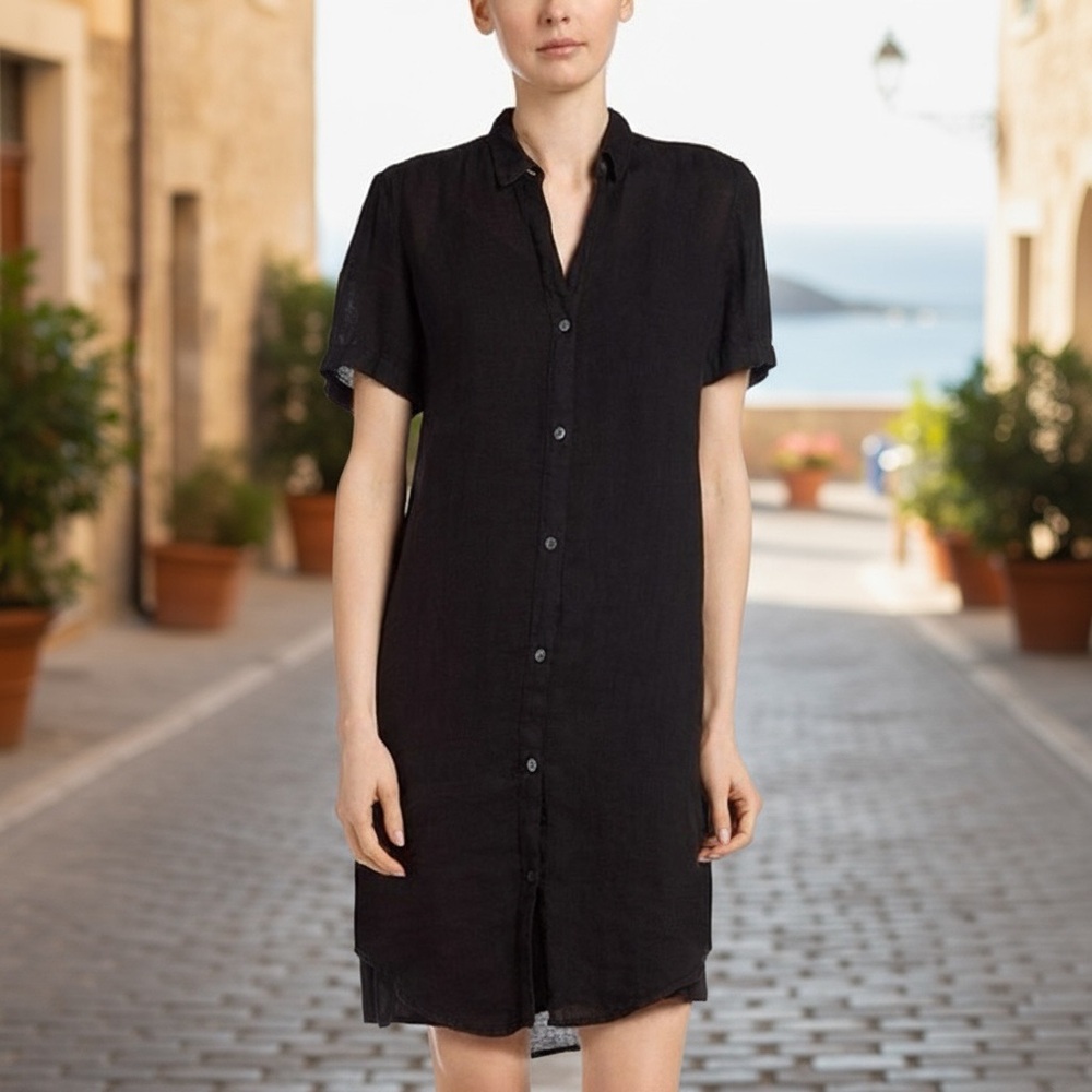 James Perse → Light Slub Linen Shirt Dress Size 4 (Large)